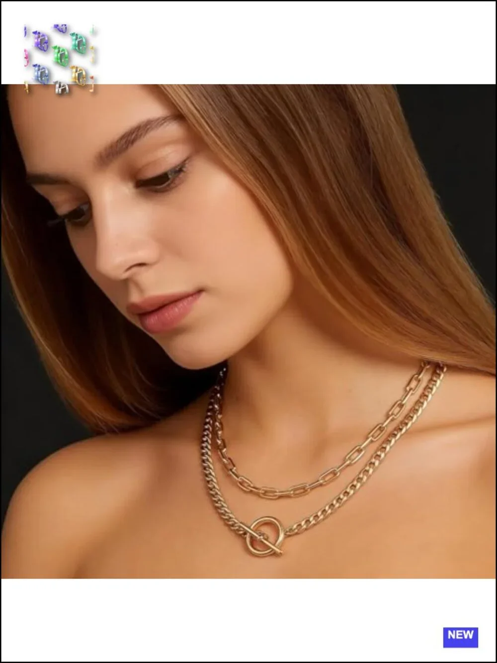 Gold Chunky Layered Necklace Set - Paperclip & Cuban Link Chains with Toggle